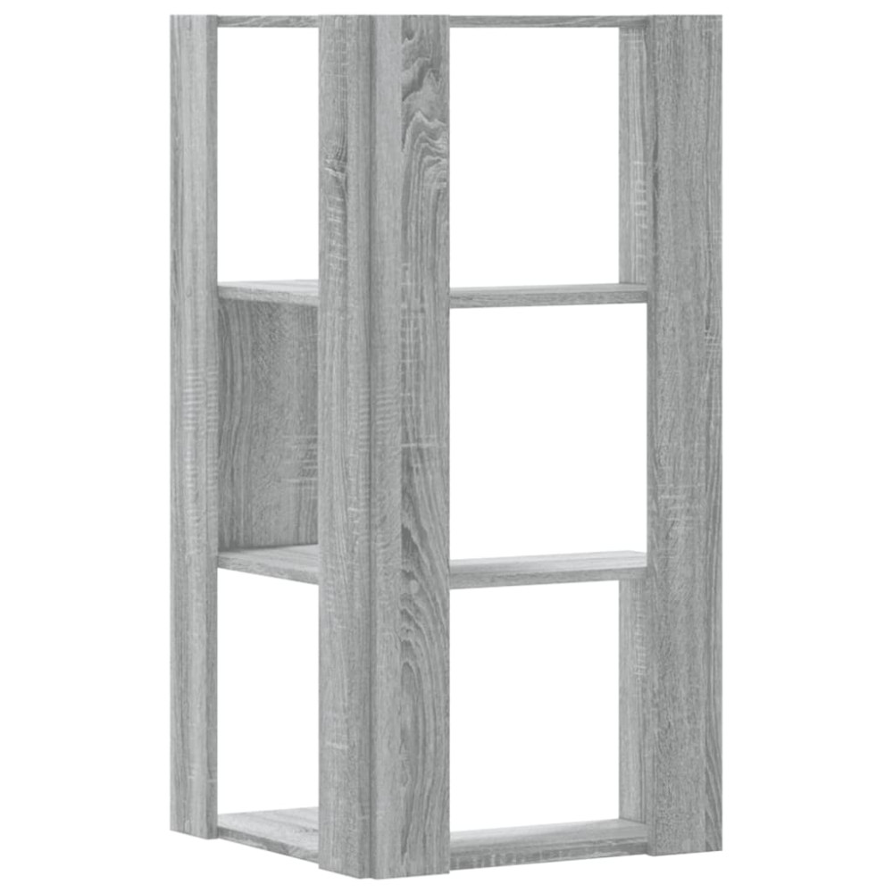 Produktbild för Bokhylla hörn 3 hyllplan grå sonoma 50x50x102cm konstruerat trä