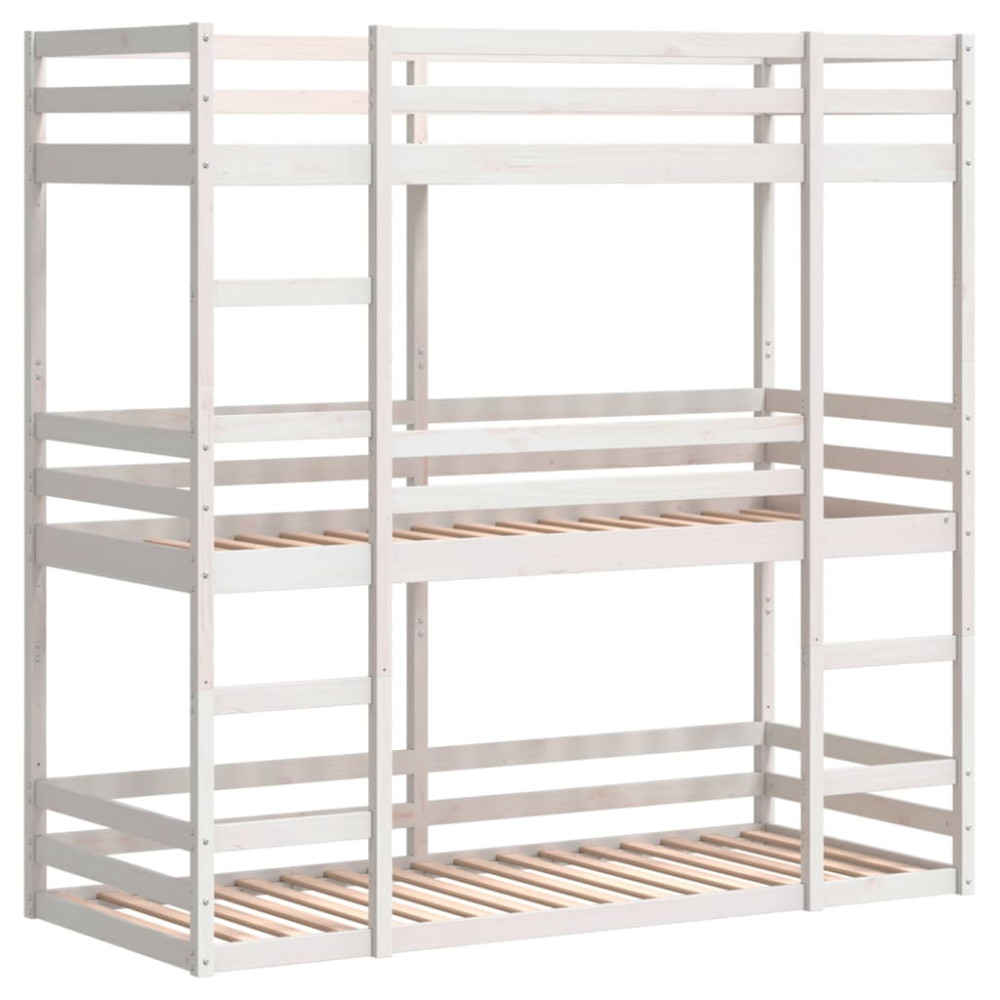 Produktbild för Våningssäng 3 våningar vit 75x190 cm massiv furu