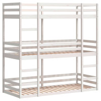 Produktbild för Våningssäng 3 våningar vit 75x190 cm massiv furu