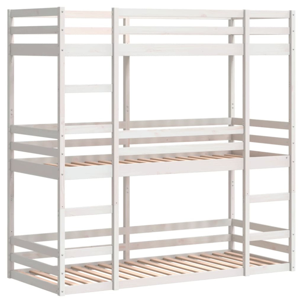 Produktbild för Våningssäng 3 våningar vit 75x190 cm massiv furu