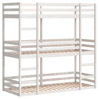 Produktbild för Våningssäng 3 våningar vit 75x190 cm massiv furu