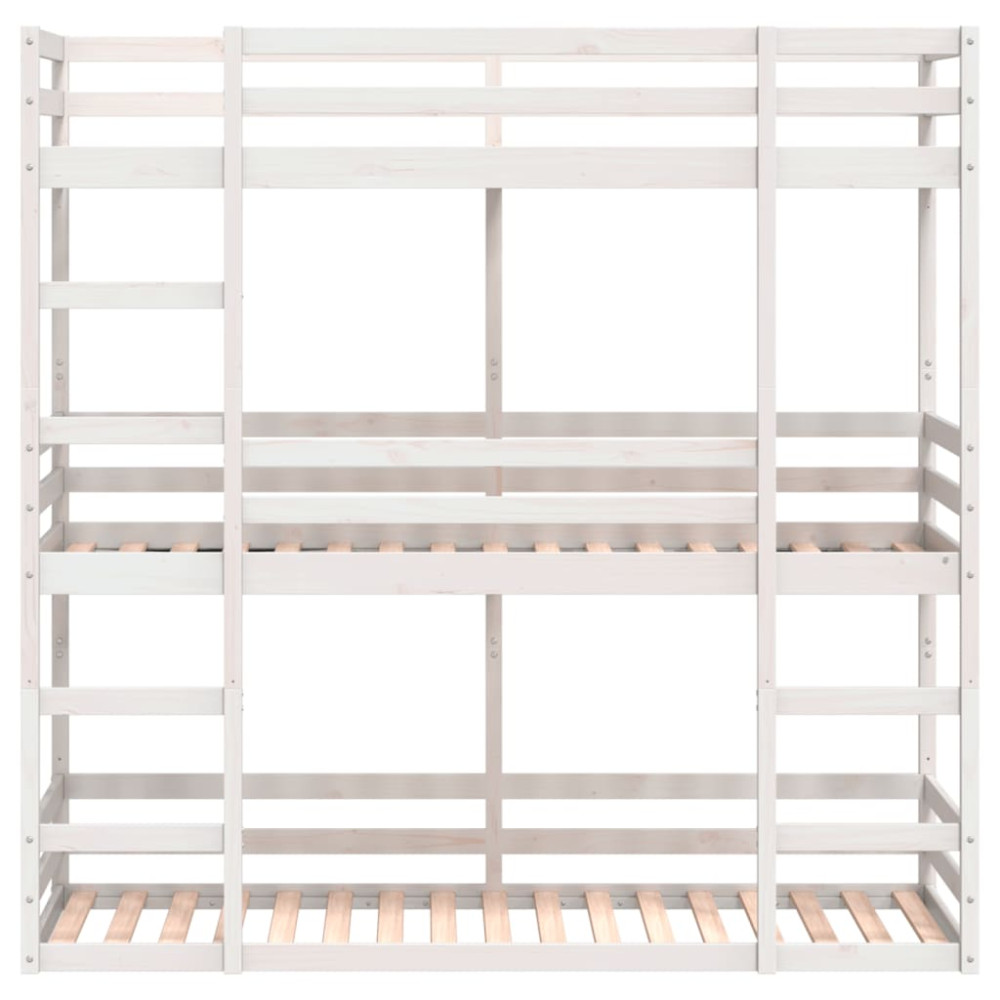 Produktbild för Våningssäng 3 våningar vit 75x190 cm massiv furu