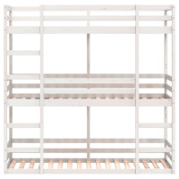 Produktbild för Våningssäng 3 våningar vit 75x190 cm massiv furu