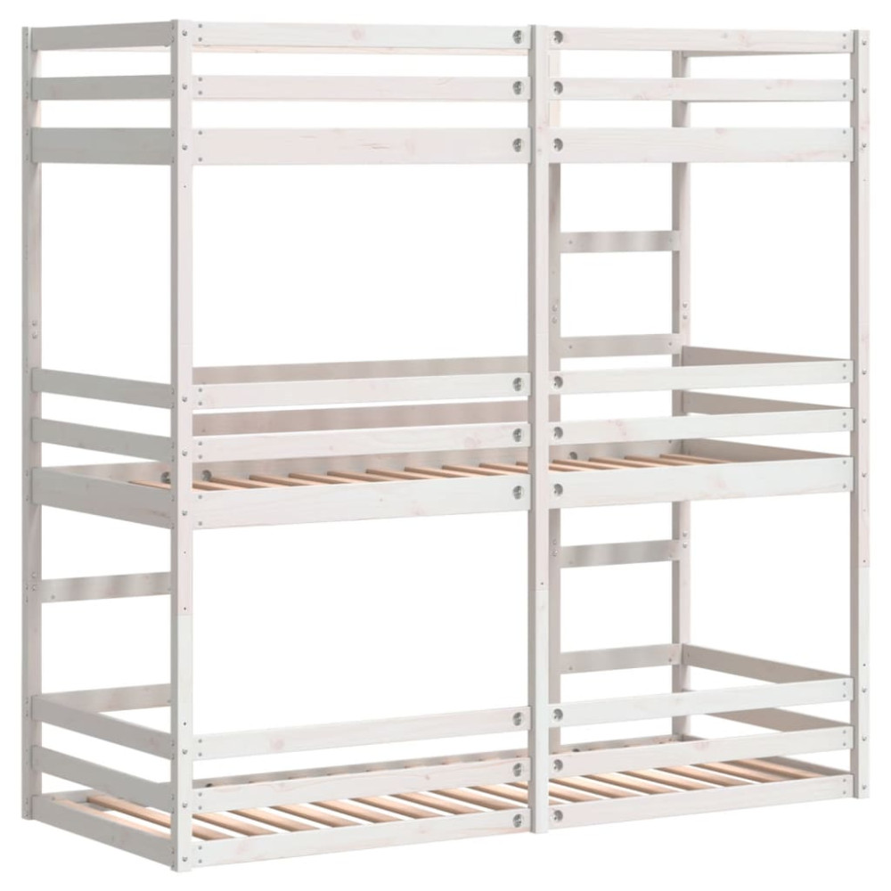 Produktbild för Våningssäng 3 våningar vit 75x190 cm massiv furu