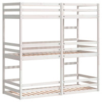 Produktbild för Våningssäng 3 våningar vit 75x190 cm massiv furu