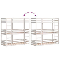 Produktbild för Våningssäng 3 våningar vit 75x190 cm massiv furu