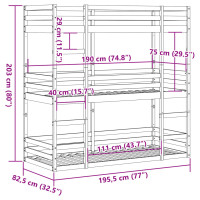 Produktbild för Våningssäng 3 våningar vit 75x190 cm massiv furu