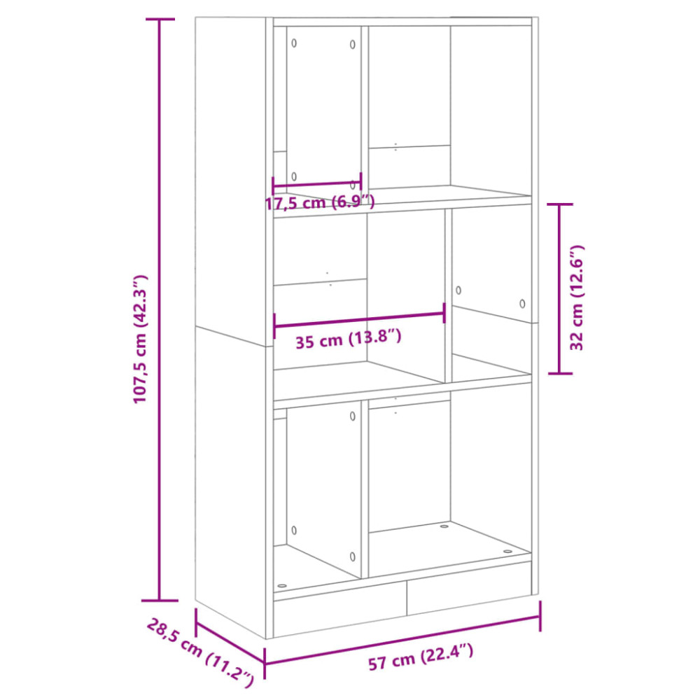 Produktbild för Bokhylla sonoma-ek 57x28,5x107,5 cm konstruerat trä