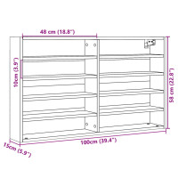 Produktbild för Vitrinskåp rökfärgad ek 100x15x58 cm konstruerat trä