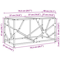 Produktbild för Soffbord med transparent glasskiva 78,5x40x41 cm stål