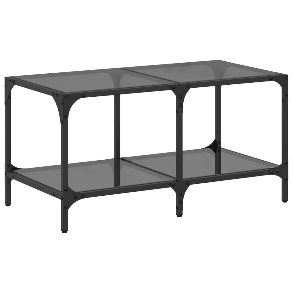 Produktbild för Soffbord med svart glasskiva 78,5x40x40 cm stål