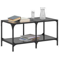 Produktbild för Soffbord med svart glasskiva 78,5x40x40 cm stål