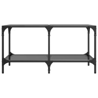 Produktbild för Soffbord med svart glasskiva 78,5x40x40 cm stål