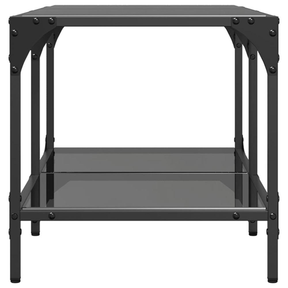 Produktbild för Soffbord med svart glasskiva 78,5x40x40 cm stål