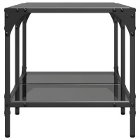 Produktbild för Soffbord med svart glasskiva 78,5x40x40 cm stål