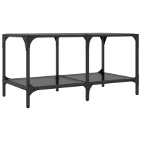 Produktbild för Soffbord med svart glasskiva 78,5x40x40 cm stål