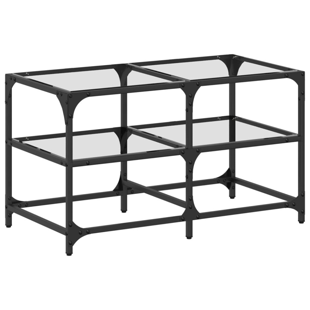 Produktbild för Soffbord med transparent glasskiva 78,5x40x45 cm stål