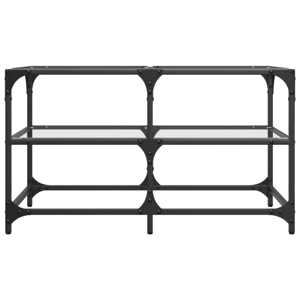 Produktbild för Soffbord med transparent glasskiva 78,5x40x45 cm stål