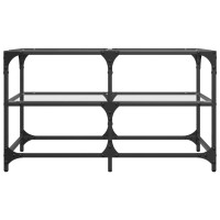 Produktbild för Soffbord med transparent glasskiva 78,5x40x45 cm stål