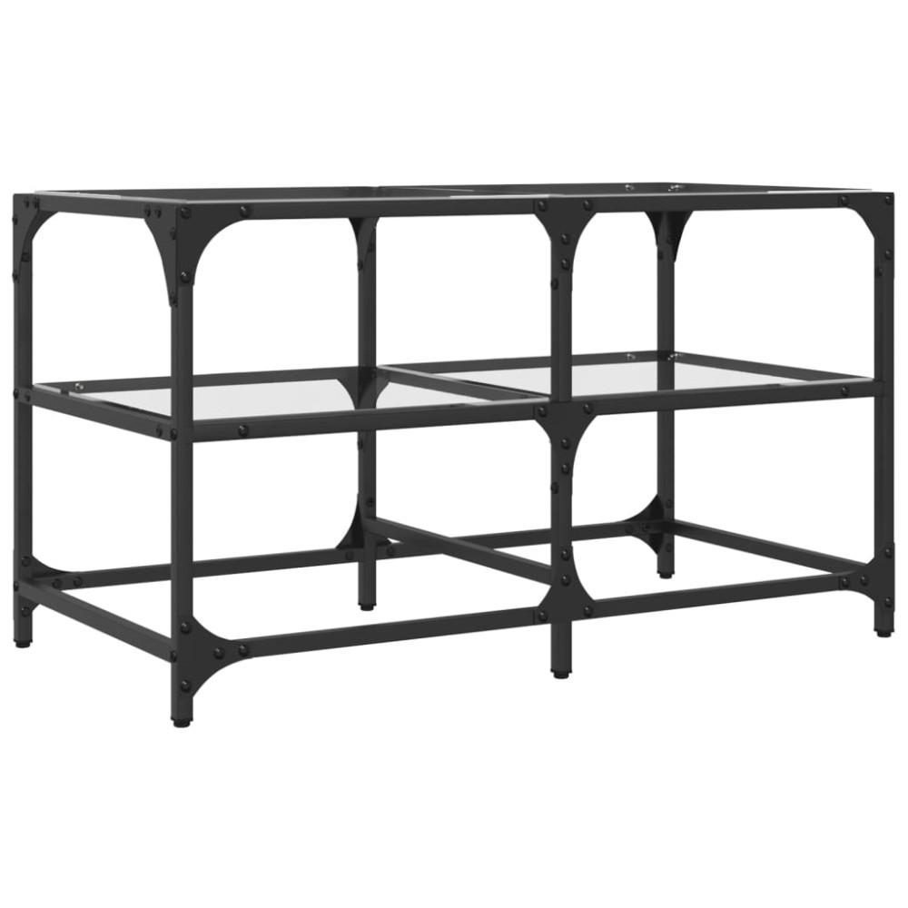 Produktbild för Soffbord med transparent glasskiva 78,5x40x45 cm stål