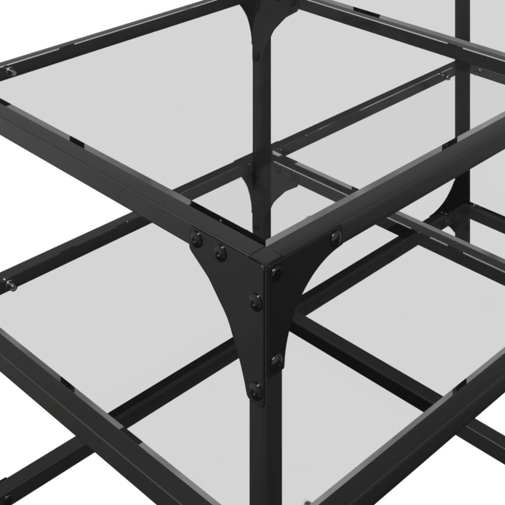 Produktbild för Soffbord med transparent glasskiva 78,5x40x45 cm stål