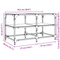 Produktbild för Soffbord med transparent glasskiva 78,5x40x45 cm stål