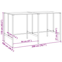 Produktbild för Barbord svart 200x100x110 cm pulverlackerat stål