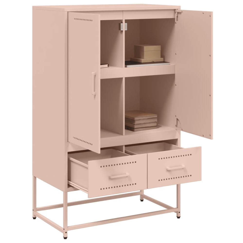 Produktbild för Högskåp rosa 68x39x111,5 cm stål