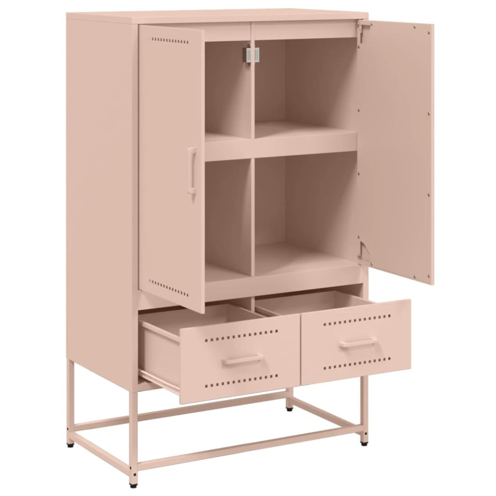 Produktbild för Högskåp rosa 68x39x111,5 cm stål