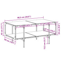 Produktbild för Soffbord med svart glasskiva 98,5x50x45 cm stål