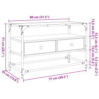 Produktbild för Tv-bänk med glasskiva sonoma ek 80x35x51 cm konstruerat trä