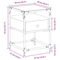 Produktbild för Sängbord 2 st brun ek 40x40x55 cm konstruerat trä