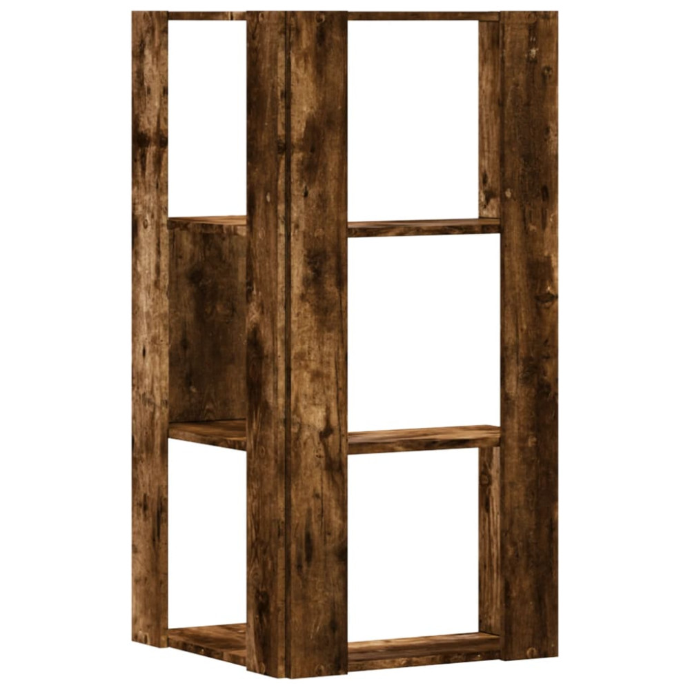 Produktbild för Bokhylla hörn 3 hyllplan rökfärgad ek 50x50x102 cm