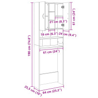 Produktbild för Tvättmaskinsskåp sonoma-ek 64x25,5x190 cm