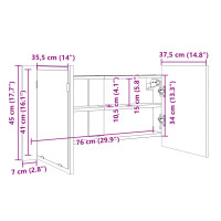 Produktbild för Spegelskåp med LED sonoma-ek 90x12x45 cm konstruerat trä