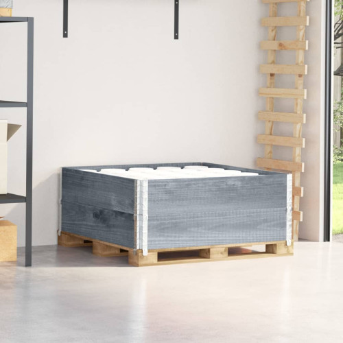 vidaXL Pallkragar 2 st grå 100x100 cm massivt furu
