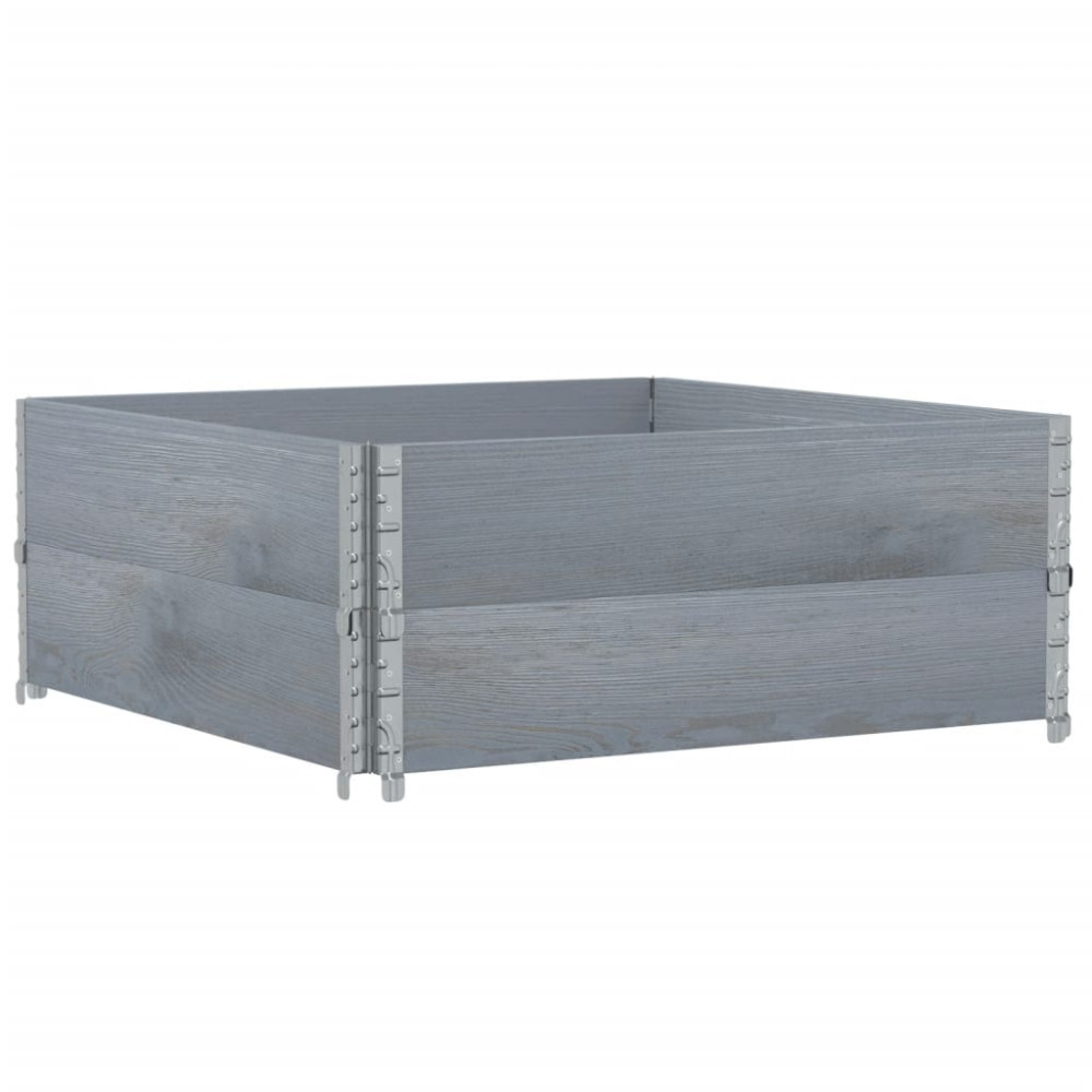 Produktbild för Pallkragar 2 st grå 100x100 cm massivt furu