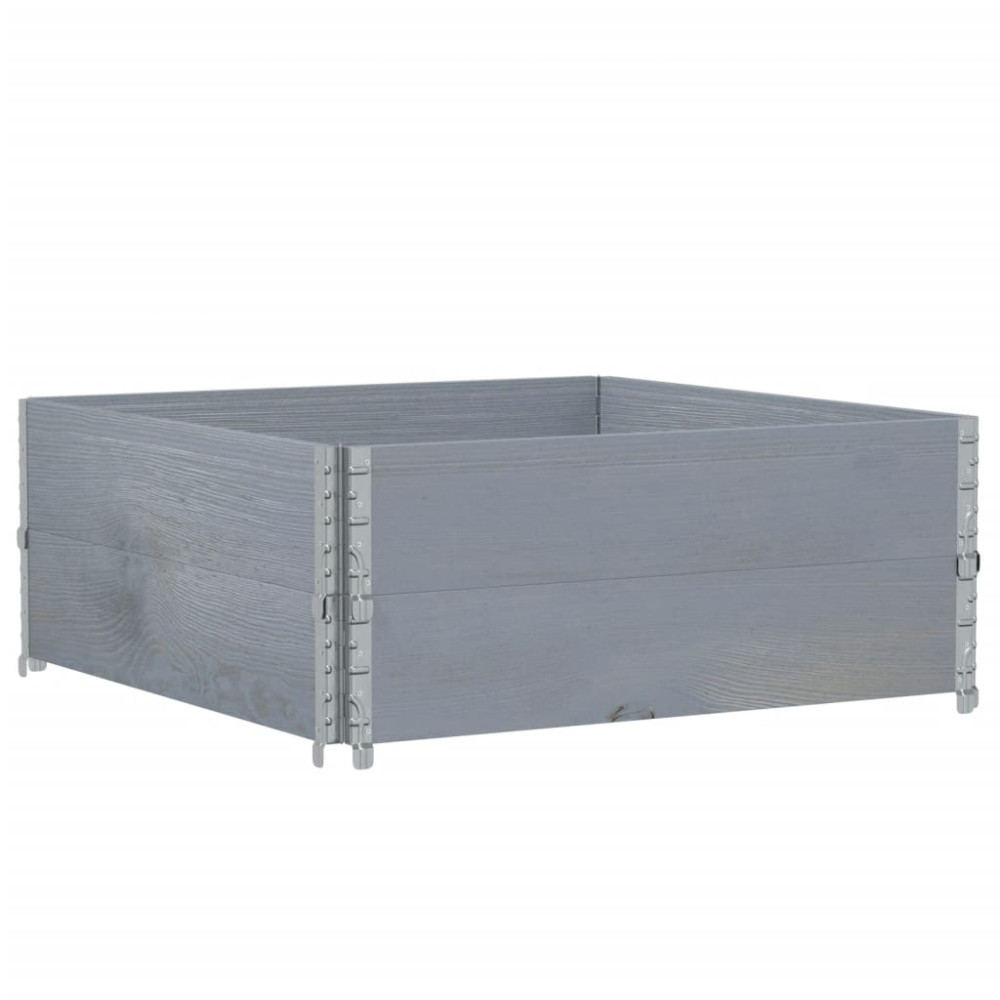 Produktbild för Pallkragar 2 st grå 100x100 cm massivt furu