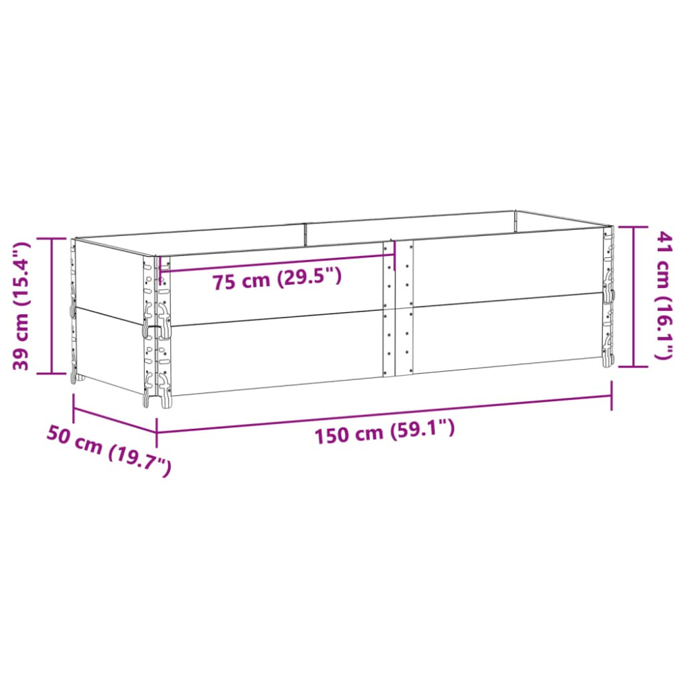Produktbild för Pallkragar 2 st brun 150x50 cm massivt furu