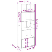 Produktbild för Bokhylla vit 70x36x189 cm konstruerat trä