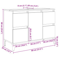 Produktbild för Tvättställsskåp sonoma-ek 80x33x60 cm konstruerat trä