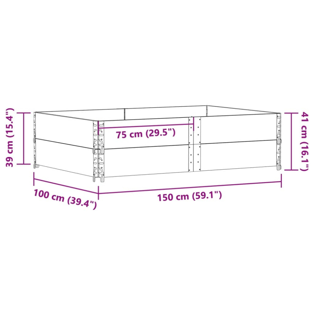 Produktbild för Pallkragar 2 st 150x100 cm massivt furu