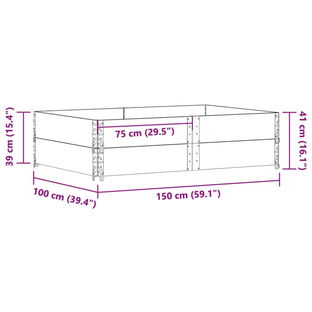 Produktbild för Pallkragar 2 st grå 150x100 cm massivt furu