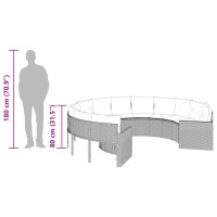 Produktbild för Trädgårdssoffa med dynor rund grå konstrotting