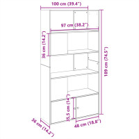 Produktbild för Bokhylla rökfärgad ek 100x36x189 cm konstruerat trä