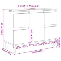 Produktbild för Tvättställsskåp sonoma-ek 80x33x60 cm konstruerat trä