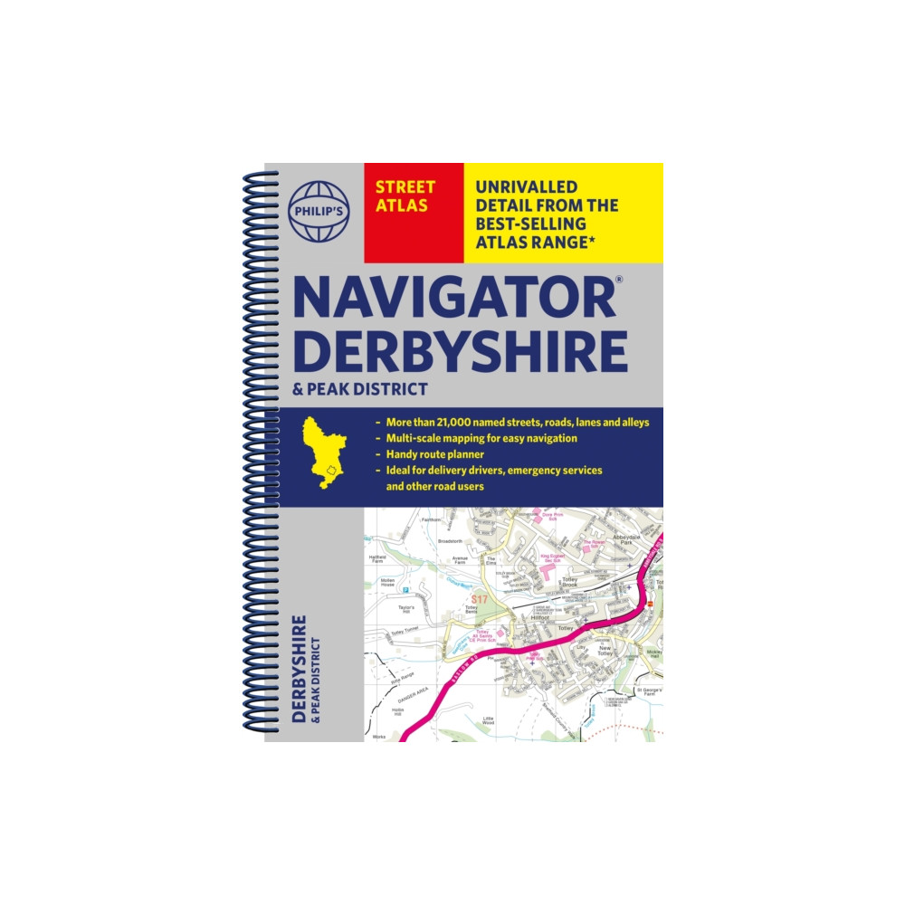 Produktbild för Philip's Navigator Street Atlas Derbyshire and the Peak District (bok, spiral, eng)