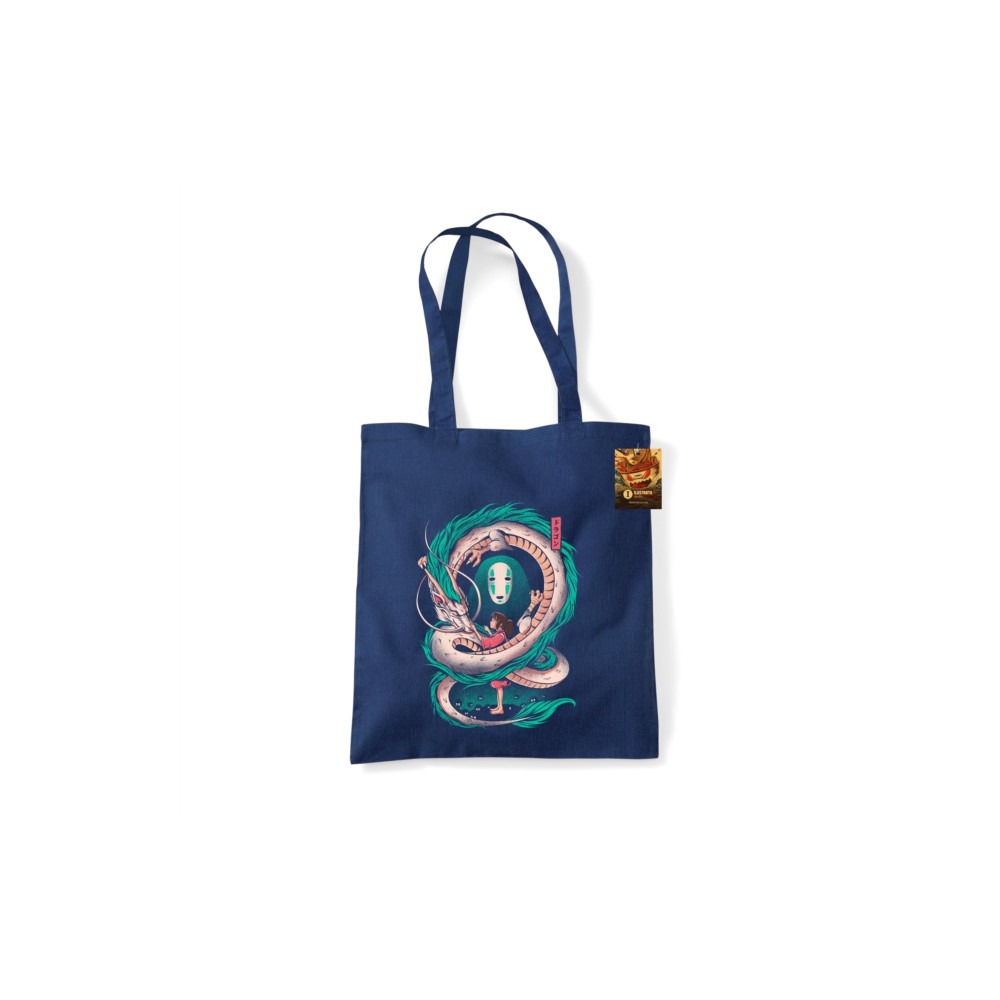 Produktbild för Ilustrata (The Girl And The Dragon) Navy Tote Bag