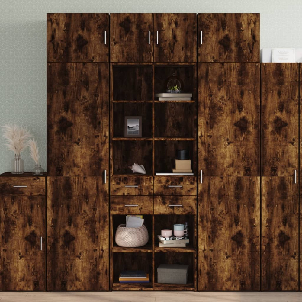 Produktbild för Högskåp rökfärgad ek 70x42,5x185 cm konstruerat trä