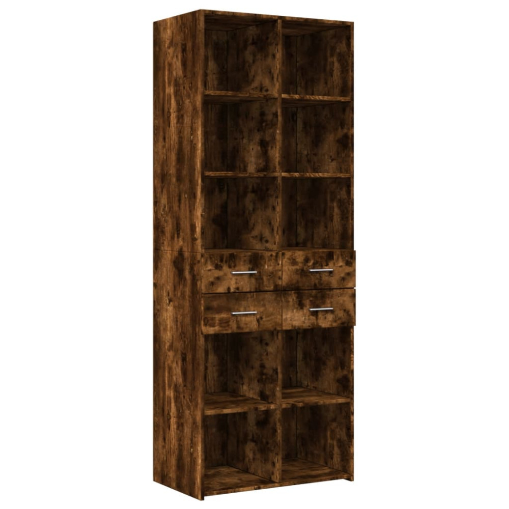 Produktbild för Högskåp rökfärgad ek 70x42,5x185 cm konstruerat trä
